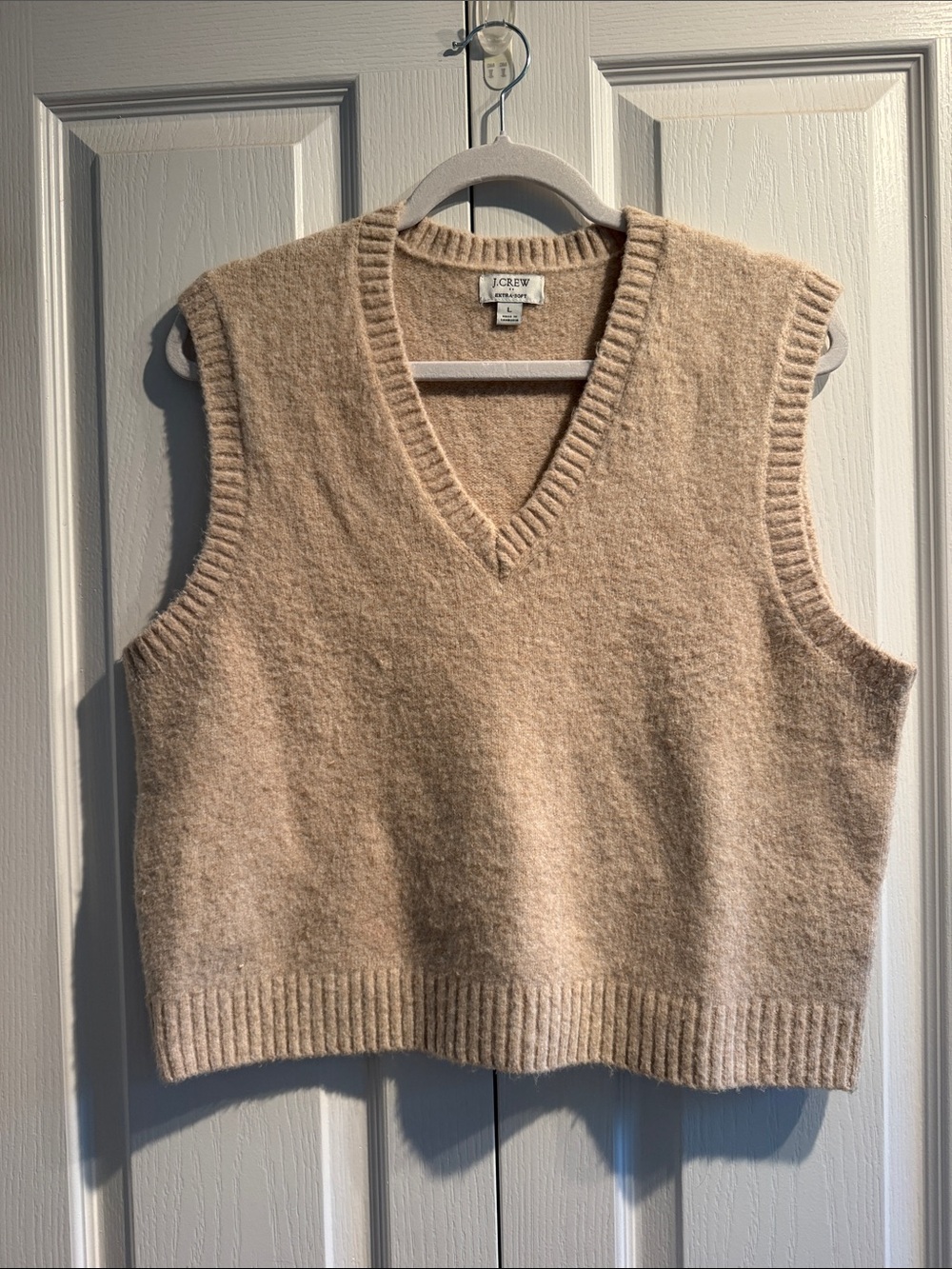 J. Crew Beige V-Neck Knit Sweater Vest